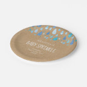 Hübsch Blue Raindrops Baby Sprinkle / Dusche Boho Pappteller (Schrägansicht)
