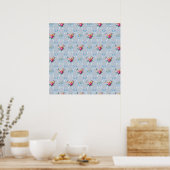 Hübsch Blue Ribbons Rose Vintage Tapete Poster (Küche)