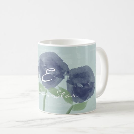 Hübsch Blue Rose Garden Star Mit Monogramm Tasse (VorderseiteRechts)