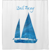 Hübsch Blue Sailboat Duschvorhang (Vorderseite)