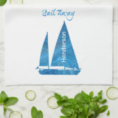 Hübsch Blue Sailboat Nautical Geschirrtuch (Gefaltet)