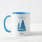 Hübsch Blue Sailboat Nautical Tasse (Links)