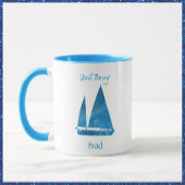 Hübsch Blue Sailboat Nautical Tasse