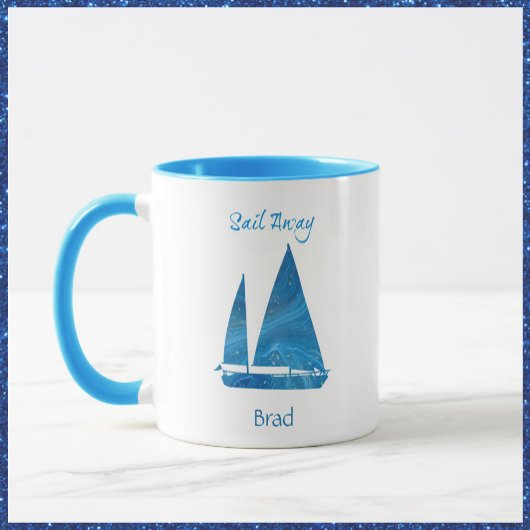 Hübsch Blue Sailboat Nautical Tasse
