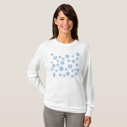 Hübsch Blue Snowflakes Tshirt für eine Reihe von S (Vorne ganz)