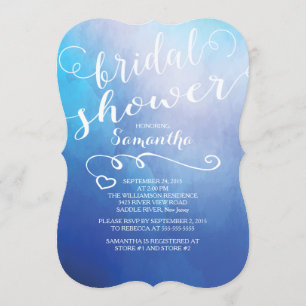 Hübsch Blue Watercolor Bridal Dusche Einladung
