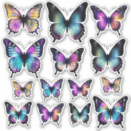 Hübsch Blue Watercolor Butterfly Vinyl Stickers Aufkleber