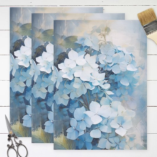 Hübsch Blue Watercolor Hydrangea Decoupage Seidenpapier