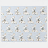 Hübsch Blue White Butterfly Fleecedecke (Vorderseite (Horizontal))