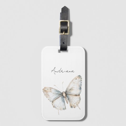 Hübsch Blue White Butterfly Gepäckanhänger (Vorderseite Vertikal)