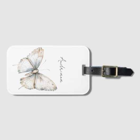 Hübsch Blue White Butterfly Gepäckanhänger (Vorderseite (Horizontal))
