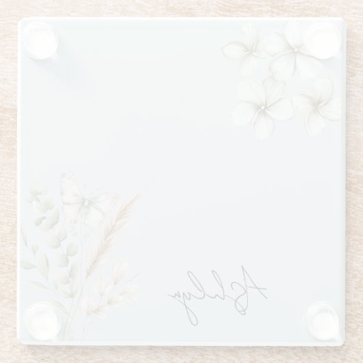 Hübsch Blue White Butterfly Glasuntersetzer (Rückseite)