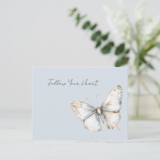 Hübsch Blue White Butterfly Postkarte (Stehend Vorderseite)