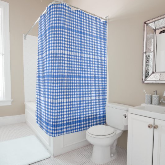 Hübsch Blue White Gingham Design Duschvorhang (Beispiel)