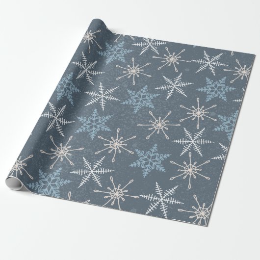 Hübsch Blue White Snowflake Muster Weihnachten Geschenkpapier (Ungerollt)