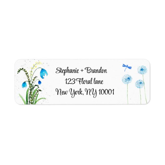 Hübsch Blue Wildblume Hochzeit Rücksendeadresse (Vorne)