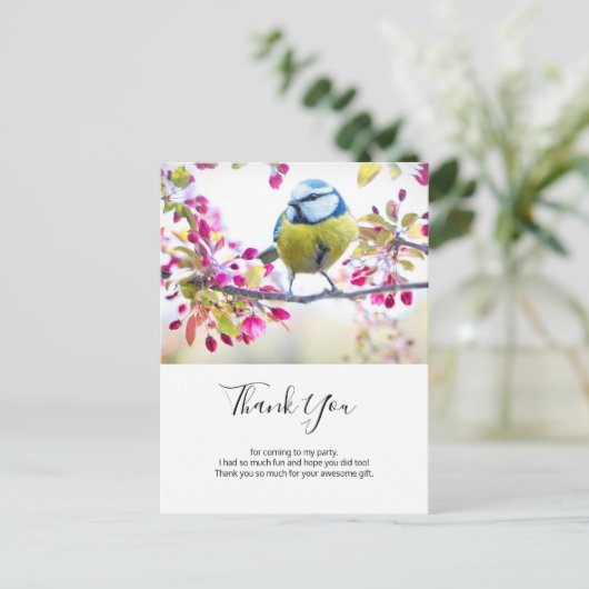 Hübsch Blue & Yellow Bird auf einer Zweigstelle Vi Postkarte (Stehend Vorderseite)