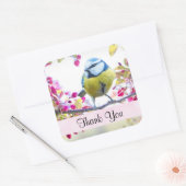 Hübsch Blue & Yellow Bird auf einer Zweigstelle Vi Quadratischer Aufkleber (Umschlag)