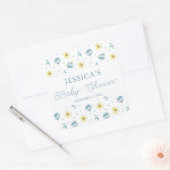 Hübsch Blue Yellow Floral Baby Dusche Gefallen Quadratischer Aufkleber (Umschlag)