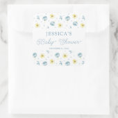 Hübsch Blue Yellow Floral Baby Dusche Gefallen Quadratischer Aufkleber (Tasche)