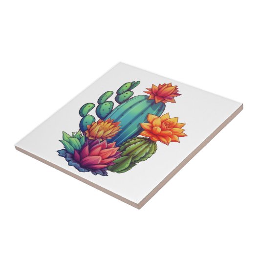 Hübsch blühende Kaktus Fliese (Seite)