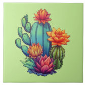 Hübsch blühende Kaktus Fliese (Vorderseite)