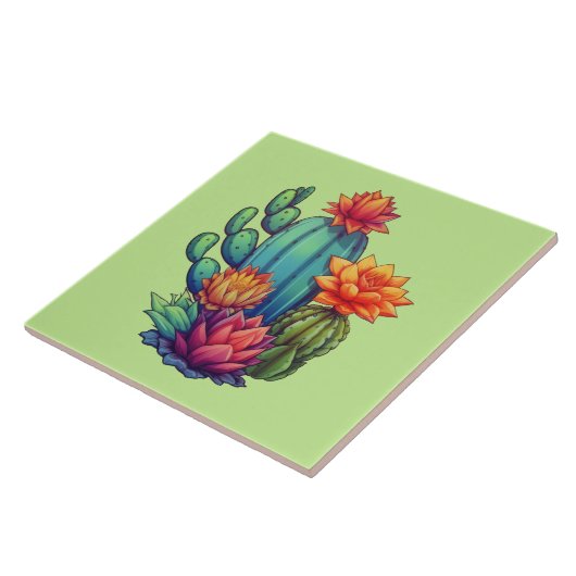 Hübsch blühende Kaktus Fliese (Seite)