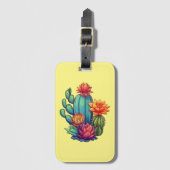 Hübsch blühende Kaktus Gepäckanhänger (Vorderseite Vertikal)