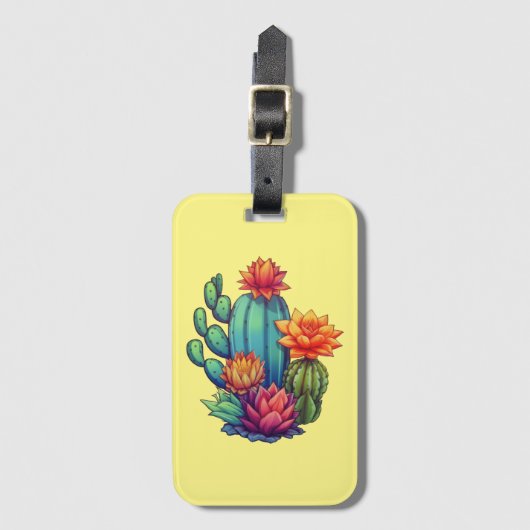Hübsch blühende Kaktus Gepäckanhänger (Vorderseite Vertikal)