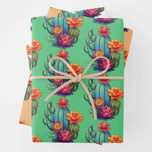 Hübsch blühende Kaktus Geschenkpapier Set (Beispiel)