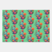 Hübsch blühende Kaktus Geschenkpapier Set (Vorderseite)