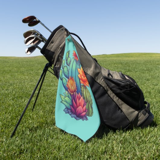 Hübsch blühende Kaktus Golfhandtuch (Gras)