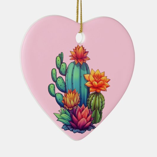 Hübsch blühende Kaktus Keramik Ornament (Rechts)