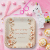 Hübsch blühende romantische Pfirsichhochzeit Pappteller (Party)