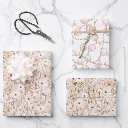 Hübsch Blush Brown Brautparty Geschenkpapier Set (Vorderseite)