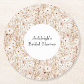 Hübsch Blush Brown Brautparty Runder Pappuntersetzer (Vorderseite)
