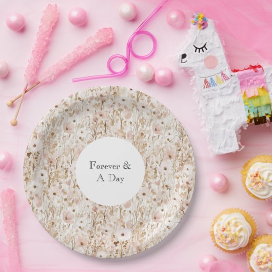 Hübsch Blush Brown Floral Wedding Pappteller (Party)