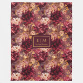 Hübsch Blush Burgund Gold Aquarellblume Fleecedecke (Vorderseite)