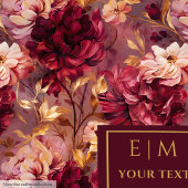 Hübsch Blush Burgund Gold Aquarellblume Fleecedecke