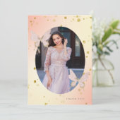 Hübsch Blush Butterfly Danke Foto Einladung (Stehend Vorderseite)