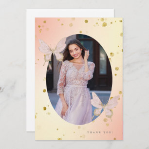 Hübsch Blush Butterfly Danke Foto Einladung