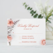 Hübsch Blush Carnation Blume Bloral Wedding RSVP (Stehend Vorderseite)