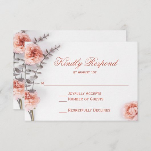 Hübsch Blush Carnation Blume Bloral Wedding RSVP (Vorne/Hinten)