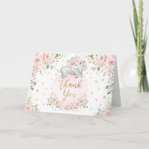 Hübsch Blush Floral Elephant Babydusche Danke