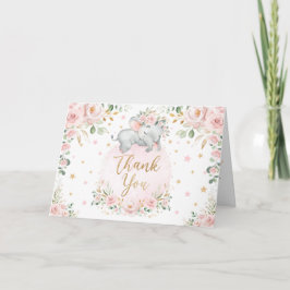 Hübsch Blush Floral Elephant Babydusche Danke Karte