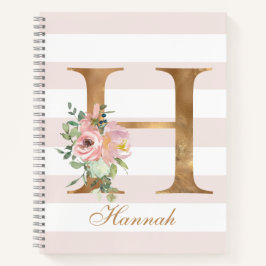 Hübsch Blush Floral Gold Foil Letter H Monogramm Notizblock
