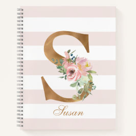 Hübsch Blush Floral Gold Foil Letter S Monogramm Notizblock