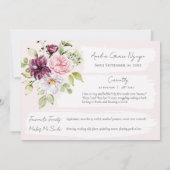 Hübsch Blush Floral ONE Baby Girl's First Birthday Einladung (Rückseite)