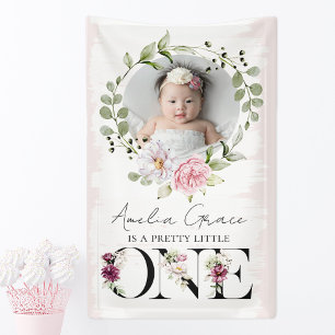 Hübsch Blush Floral ONE Erstgeburtstag Baby Foto Banner