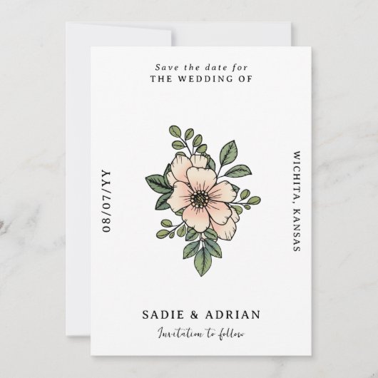 Hübsch Blush Florals Save the Date (Vorderseite)